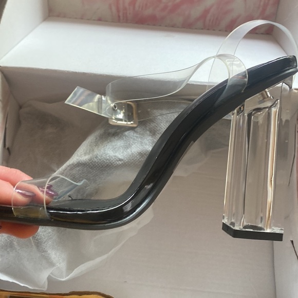 REVOL Clear Strap Block high Heel Sandals transparent high heels - Picture 9 of 9